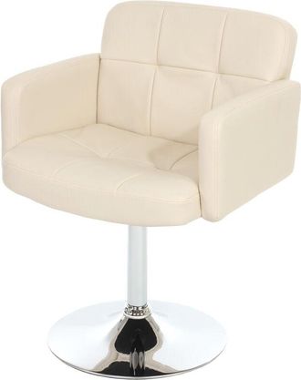 Hhg Nunca Usado] Silla De Comedor Orlando, Silla De Cocina Silla Giratoria, Imitaci&oacute;n De Cuero Cromo, Crema