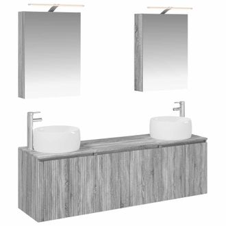 vidaXL Juego De Muebles De Ba&ntilde;o 5 Pcs Sonoma Gris Madera De Ingenier&iacute;a Vidaxl