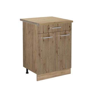 Vicco Mueble Bajo De Cocina R-line, Roble Artesanal, 60 Cm Con Caj&oacute;n, Et Roble