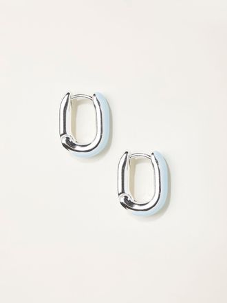 Fat Face FatFace Silver Tone Enamel Oval Hoop Earrings