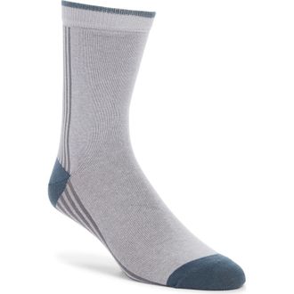 Nordstrom Stripe Cotton Blend Crew Socks in Grey Dapple at Nordstrom