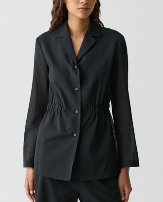 Theory Cinch Waist Lightweight Jacket In Black