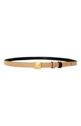 Belle & Bloom Cleopatra Pyramid Stud Leather Belt in Tan/black at Nordstrom