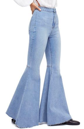 Free People We the Free Just Float On High Waist Flare Jeans in Bermondsey Blue at Nordstrom, Size 27