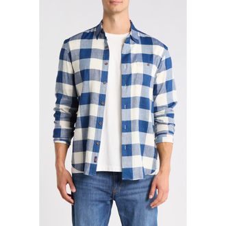 Faherty Long Sleeve Breeze Linen Blend Shirt in Stormy River Buffalo at Nordstrom Rack, Size Xx-Large