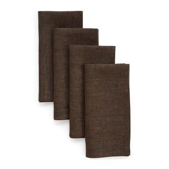 Solino Home Linen Dinner Napkins - Athena, 20 x 20 in Chambray Brown at Nordstrom, Size Large