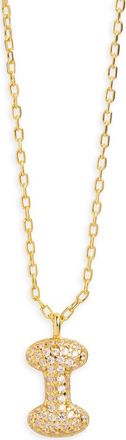 Argento Vivo Cubic Zirconia Bubble Inital Pendant Necklace in Gold - I at Nordstrom