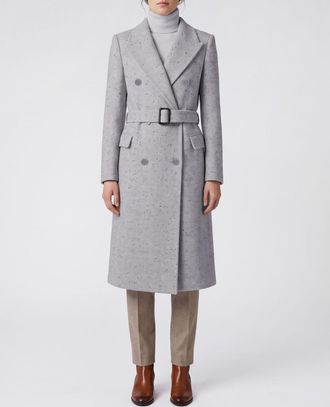 Tagliatore Cappotto lungo doppiopetto in lana chevron con cintura