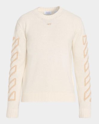 Off-white Men & apos;s Diag Arrow Fuzzy Knit Crewneck Sweater