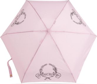 Moschino Small Folding Umbrella With Logo, Unisex, Pink