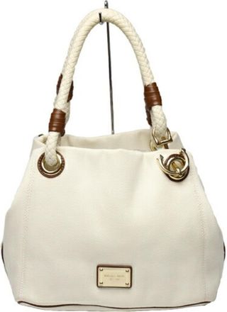 Michael Kors Brown White Canvas Tote Bag (Pre-Owned)