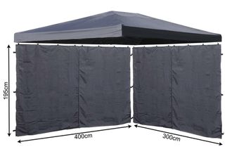 Quick-Star Quick-star - Set Ersatzdach Und 2 Seitenteile F&uuml;r Pavillon 3x4m Grau Ral 7012 Pavillondach Ersatzbezug Seitenwand Mit Rei&szlig;verschluss