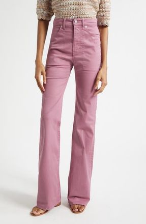 Veronica Beard Crosbie Stitch Pocket High Waist Wide Leg Pants in Orchid Haze at Nordstrom, Size 32