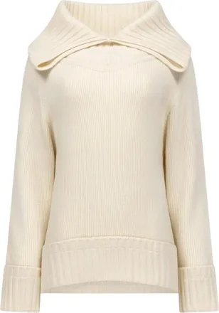 Victoria Beckham Truien & Vesten, Dames, Wit, S, Wol, Trui met wijde kraag