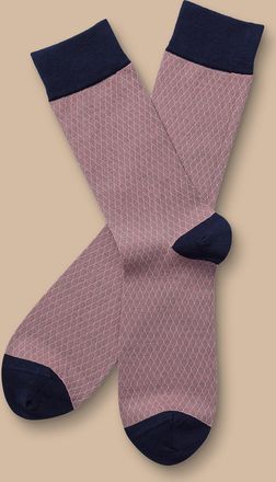 CHARLES TYRWHITT Diamond Socks - Pink & Grey Size 10.5-13 by Charles Tyrwhitt