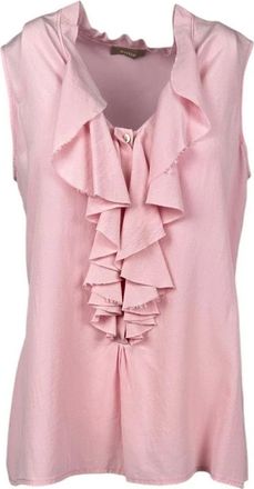 Kiltie Tops, Dames, Roze, XS, Zijden Mouwloze Blouse in Roze