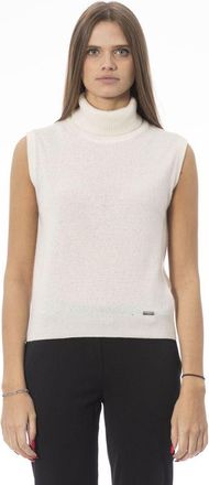 Baldinini Womens Sleeveless Turtleneck Cashmere Vest - Ivory - Size Medium