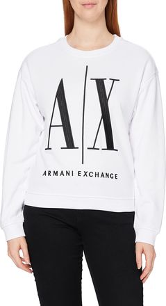 A|X Armani Exchange Womens Icon Project Sweatshirt, White (Optic 1000), Medium