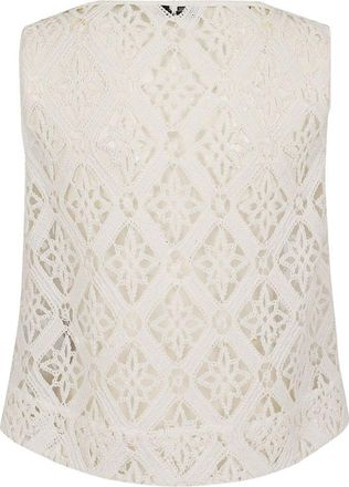 Herno Womens Top Crochet White Cotton Tops