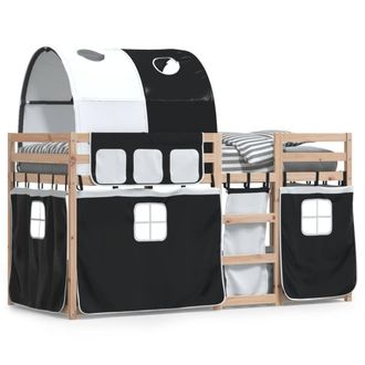 Berkfield Home Bunk Bed without Mattress White&Black 80x200 cm Solid Wood Pine in Black