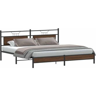 vidaXL Vidaxl - Estructura De Cama Sin Colch&oacute;n Metal Roble Marr&oacute;n 193x203 Cm