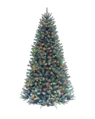 National Tree Company 7.5ft North Valley Spruce Blue Hinged Tree with 700 Multi Lights