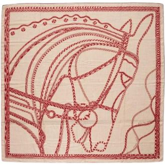 Herm&egrave;s Pre-owned Scarves, female, Beige, Size: ONE SIZE Pre-owned Robe DU Soir Scarf