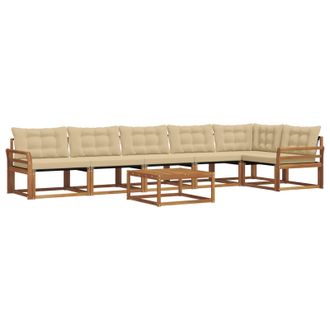 vidaXL Conjunto De Sof&aacute;s De Exterior Con Coj&iacute;n 7 Pcs Natural Y Beige Vidaxl