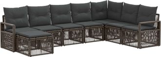 vidaXL Conjunto De Sof&aacute;s De Jard&iacute;n 8 Uds. Gris Rat&aacute;n Sint&eacute;tico Vidaxl