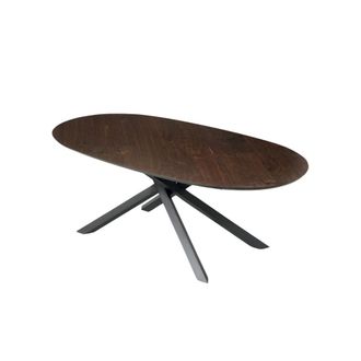 MondoViro Mesa fija ovalada y tapa de madera marr&oacute;n cm 210x109 75h
