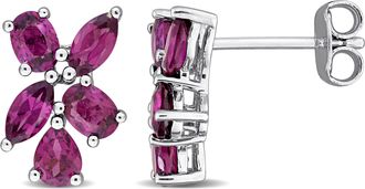 Mimi & Max Multi-Gem Cluster Drop Earrings Sterling Silver