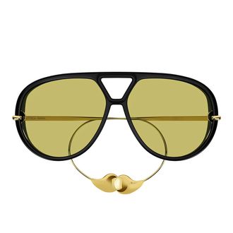 Bottega Veneta Sunglasses Bv1273 S 003 Drop Aviator Black/Yellow Unisex