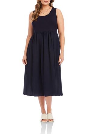 Karen Kane Sleeveless Contrast Midi Dress in Navy at Nordstrom, Size 0X