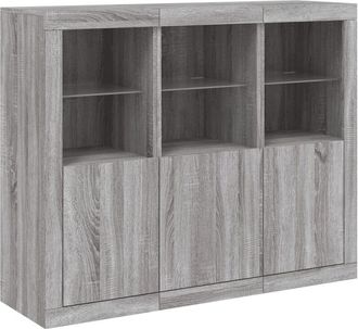 vidaXL Vidaxl - Sideboards with led Lights 3 pcs Grey Sonoma Engineered Wood