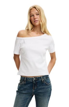 Cotton On Womens Arlie Asymmetric Short Sleeve in White at Nordstrom, Size Xx-Small