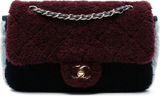Chanel 2019 medium CC Single Flap driekleurige lammy schoudertas - Rood
