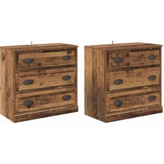 vidaXL Tableros Lateral 2 pcs Madera Vieja 70 x 35,5 x 67,5 cm vidaXL