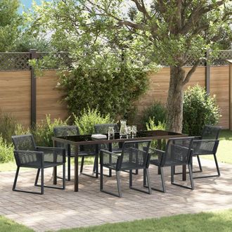 Berkfield Home 7 Piece Garden Dining Set Black Poly Rattan