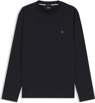 BOSS Mercerised-cotton T-shirt with Double B monogram