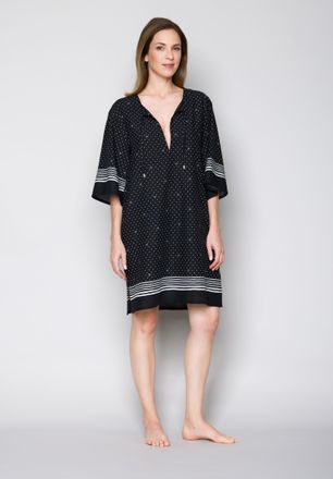 Joop Strandkleid JOOP Brismar Beach, Damen, Gr. 34, N-Gr, schwarz beauty aop, Jersey, Obermaterial: 50% Baumwolle, 50% Modal, Kleider Strandkleid