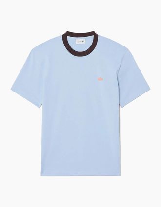 Lacoste Mens Lacoste TH2323 Contrast Neck T-Shirt - Blue - Size: 40