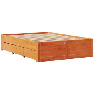 vidaXL Cama Sin Colch&oacute;n Con Cajones Madera De Pino Marr&oacute;n 140x190 Cm Vidaxl