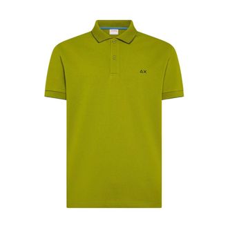 Sun 68 Polo Shirts, male, Green, Size: 3XL Polo Small Stripe on Collar