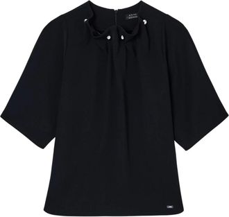 A|X Armani Exchange Blouse met Studs - Dames - Blouses - Zwart - S - Polyester - Overhemden