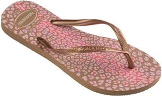 Havaianas Slim Animal Print Flip Flop in Rose Gold/rose Gold at Nordstrom, Size 11