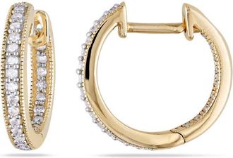 Amour 1/4 CT TW Diamond Inside Outside Hoop Earrings In 14K Yellow Gold