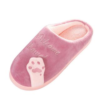 Generic Womens Cat Paw Slippers - Cute Plush House Shoes for Women, Soft Fleece Lined Indoor Footwear, Non Slip Lightweight Sole Design, Adorable Cat Paw Embr