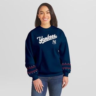 WEAR by Erin Andrews Womens WEAR by Erin Andrews Navy New York Yankees Americana Heavyweight Fleece Sweatshirt at Nordstrom, Size X-Large