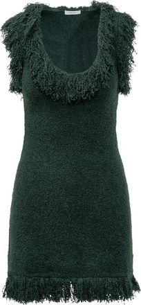 Ferragamo Korte Boucl&eacute; Gebreide Jurk - Dames - Kleedjes - Groen - M - Kleedjes