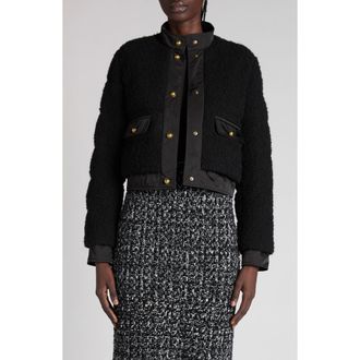 Moncler Blandy Bouclé Down Jacket in Black at Nordstrom, Size 00